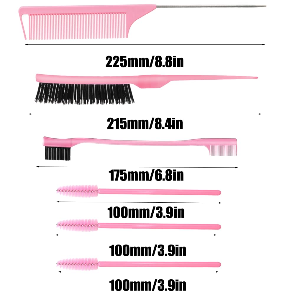 6 Stück Haarkamm-Set, Borsten Haarbürste Kamm Pflege Kanten Bürste, Kämme Robuster Rattenschwanz Kamm, Sleek Bun Bürste, Edges Brush, Borsten Bürste Haare, Geeignet für Friseure und Damen (Schwarz)