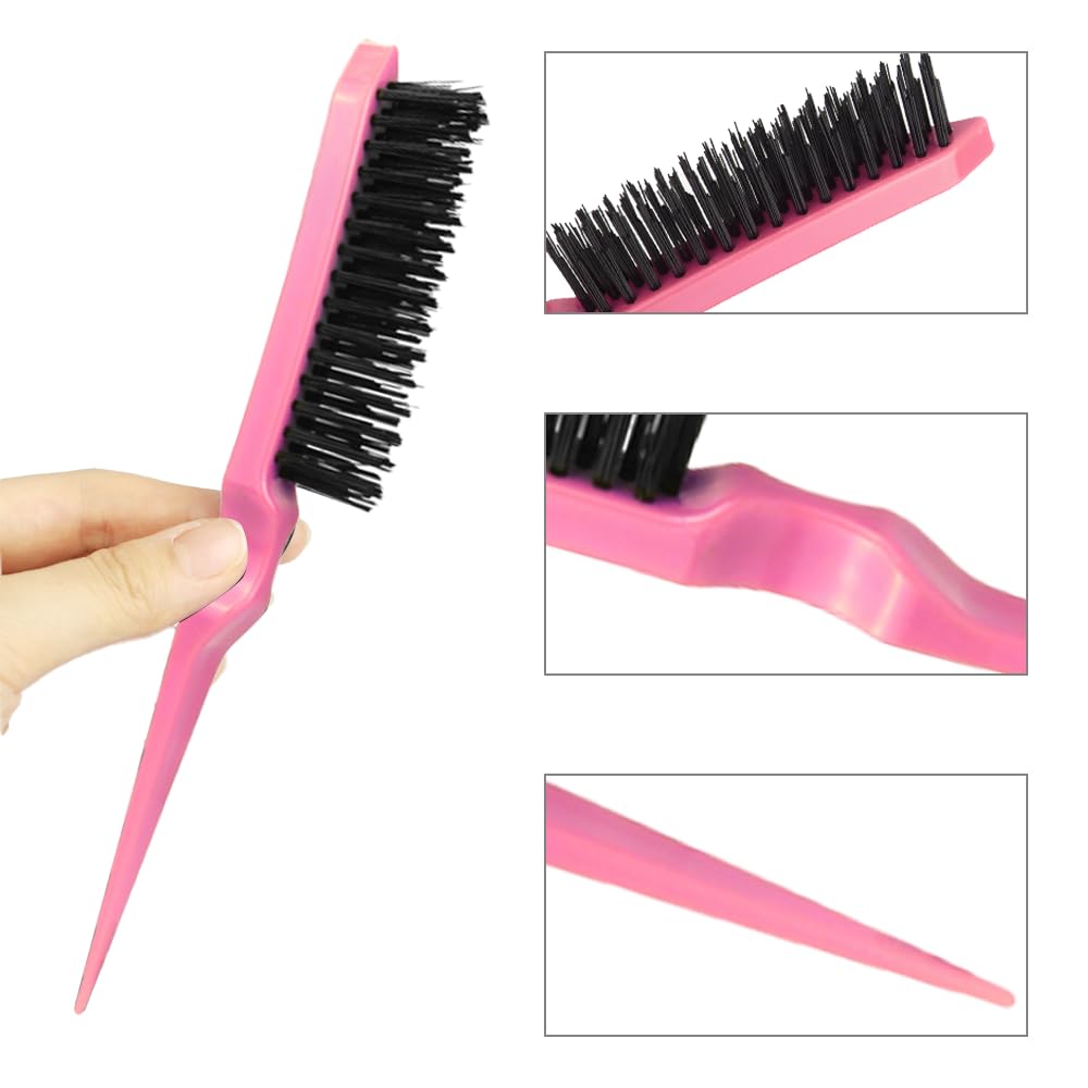 6 Stück Haarkamm-Set, Borsten Haarbürste Kamm Pflege Kanten Bürste, Kämme Robuster Rattenschwanz Kamm, Sleek Bun Bürste, Edges Brush, Borsten Bürste Haare, Geeignet für Friseure und Damen (Schwarz)