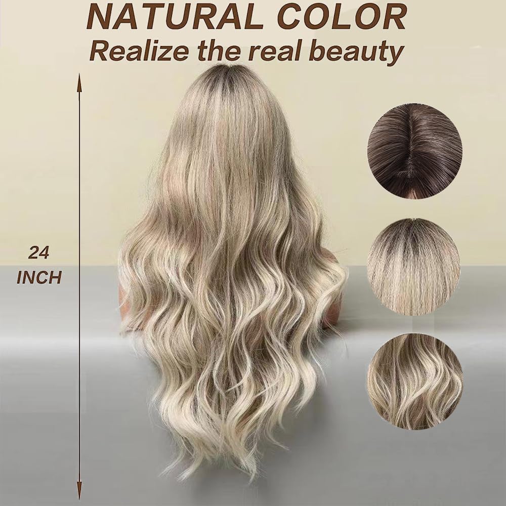 Lange Lockige Ombre Braun zu Blond Perücken für Frauen Synthetisches Haar Hitzebeständig Ombre Perücke für Tägliche Party Cosplay Verwendung