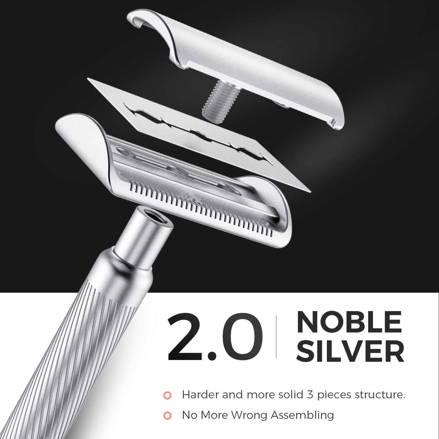 Rasierhobel Herren und Damen, Rasierhobel Metall, Zero Waste Safety Razor, Rasierhobel Geschlossener Kamm, Naßrasierer Herren und Damen, Bodyrasierer für Männer und Frauen, Metall Rasierer Plastikfrei