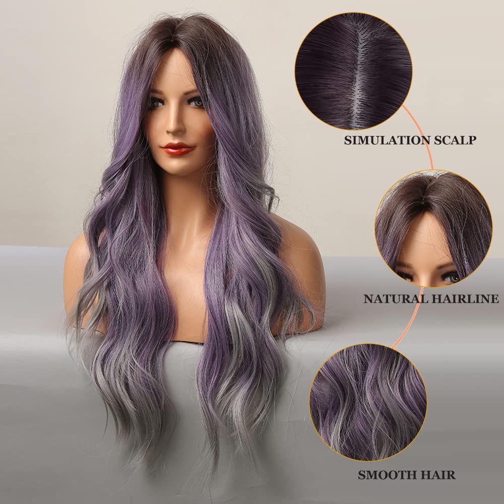 Lange Lockige Ombre Braun zu Blond Perücken für Frauen Synthetisches Haar Hitzebeständig Ombre Perücke für Tägliche Party Cosplay Verwendung
