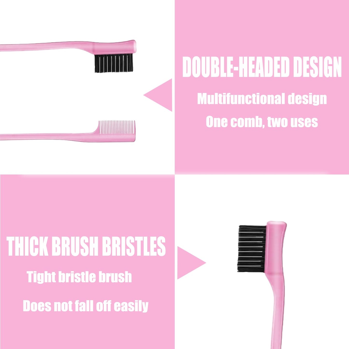 6 Stück Haarkamm-Set, Borsten Haarbürste Kamm Pflege Kanten Bürste, Kämme Robuster Rattenschwanz Kamm, Sleek Bun Bürste, Edges Brush, Borsten Bürste Haare, Geeignet für Friseure und Damen (Schwarz)