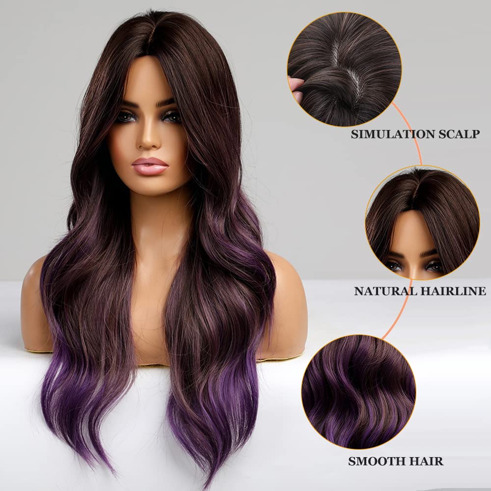 Lange Lockige Ombre Braun zu Blond Perücken für Frauen Synthetisches Haar Hitzebeständig Ombre Perücke für Tägliche Party Cosplay Verwendung