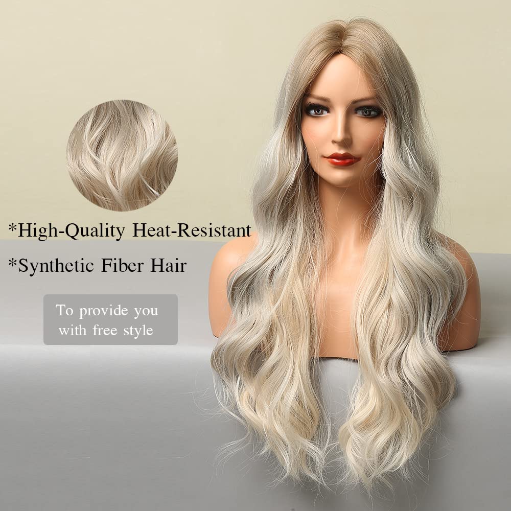 Lange Lockige Ombre Braun zu Blond Perücken für Frauen Synthetisches Haar Hitzebeständig Ombre Perücke für Tägliche Party Cosplay Verwendung