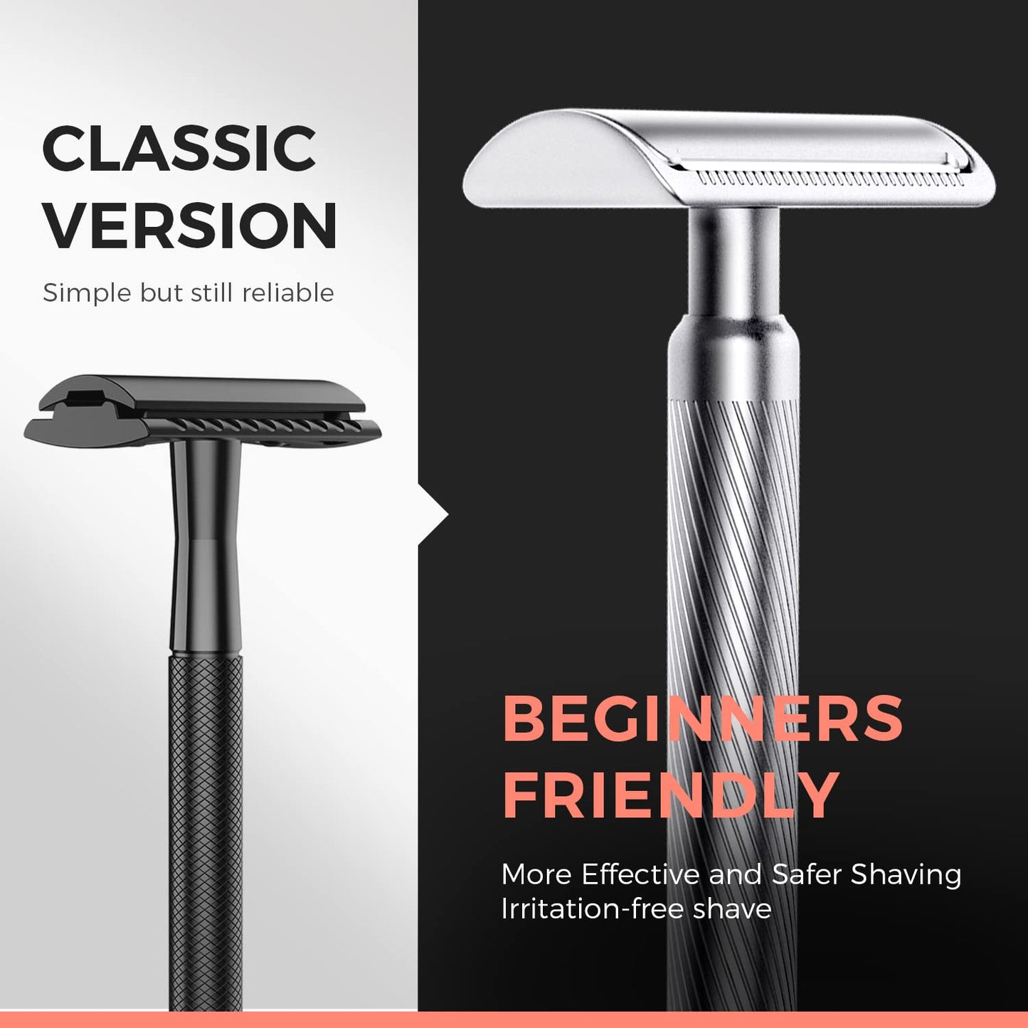 Rasierhobel Herren und Damen, Rasierhobel Metall, Zero Waste Safety Razor, Rasierhobel Geschlossener Kamm, Naßrasierer Herren und Damen, Bodyrasierer für Männer und Frauen, Metall Rasierer Plastikfrei
