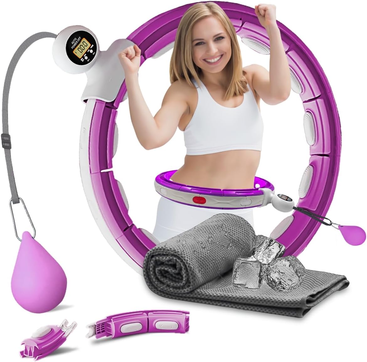 Infinity Smart Hula Hoops mit 16 Knoten, 360 Grad Auto-Spinning Ballmassage, Infinity Hoop für Erwachsene, Fitnessgerät zur Gewichtsabnahme