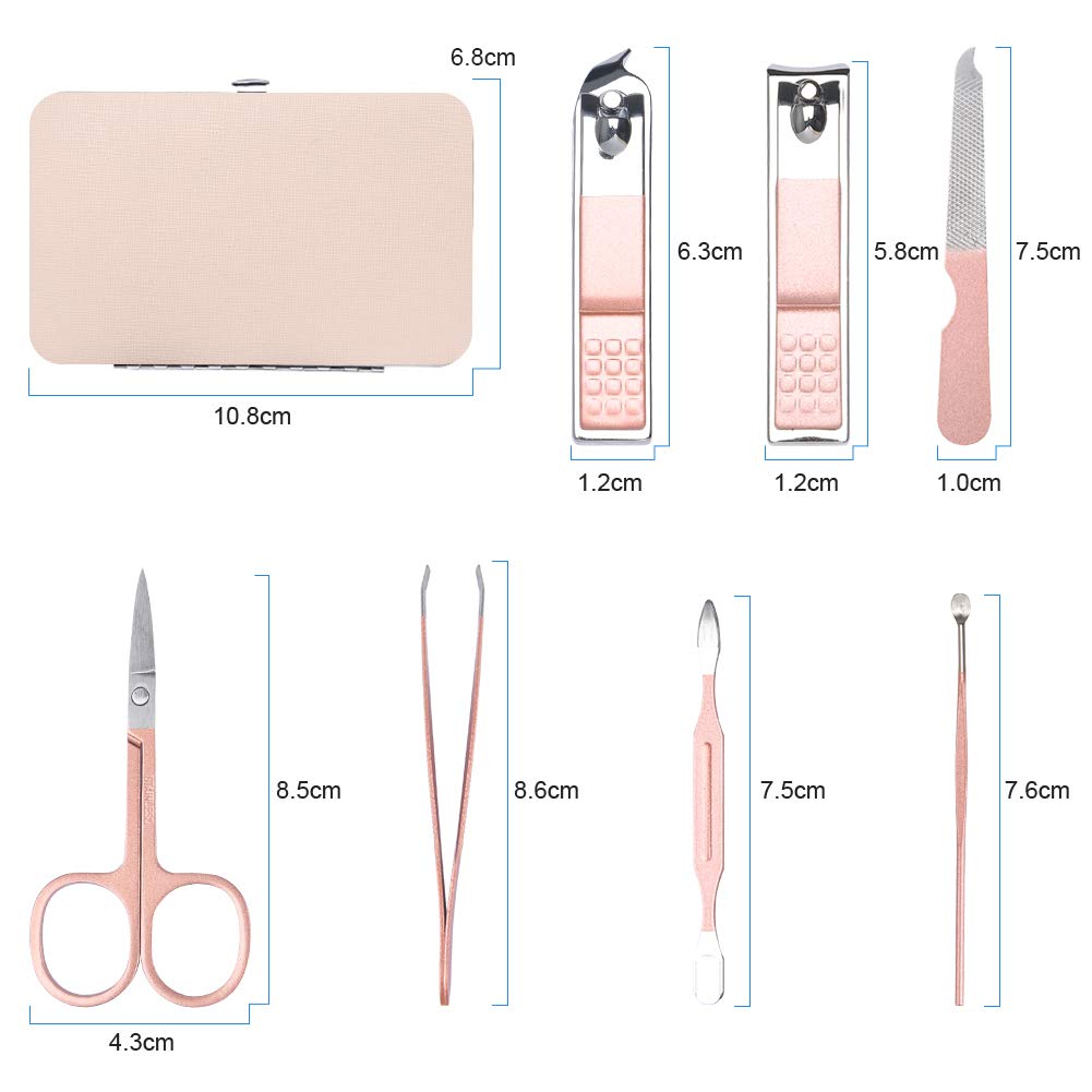 URAQT Nagelknipser, 18-teiliges Maniküre Pediküre Set, Damen Edelstahl Werkzeuge, Professionelle Beauty Nagelpflege Kit für Zuhause, Reisen (Roségold)