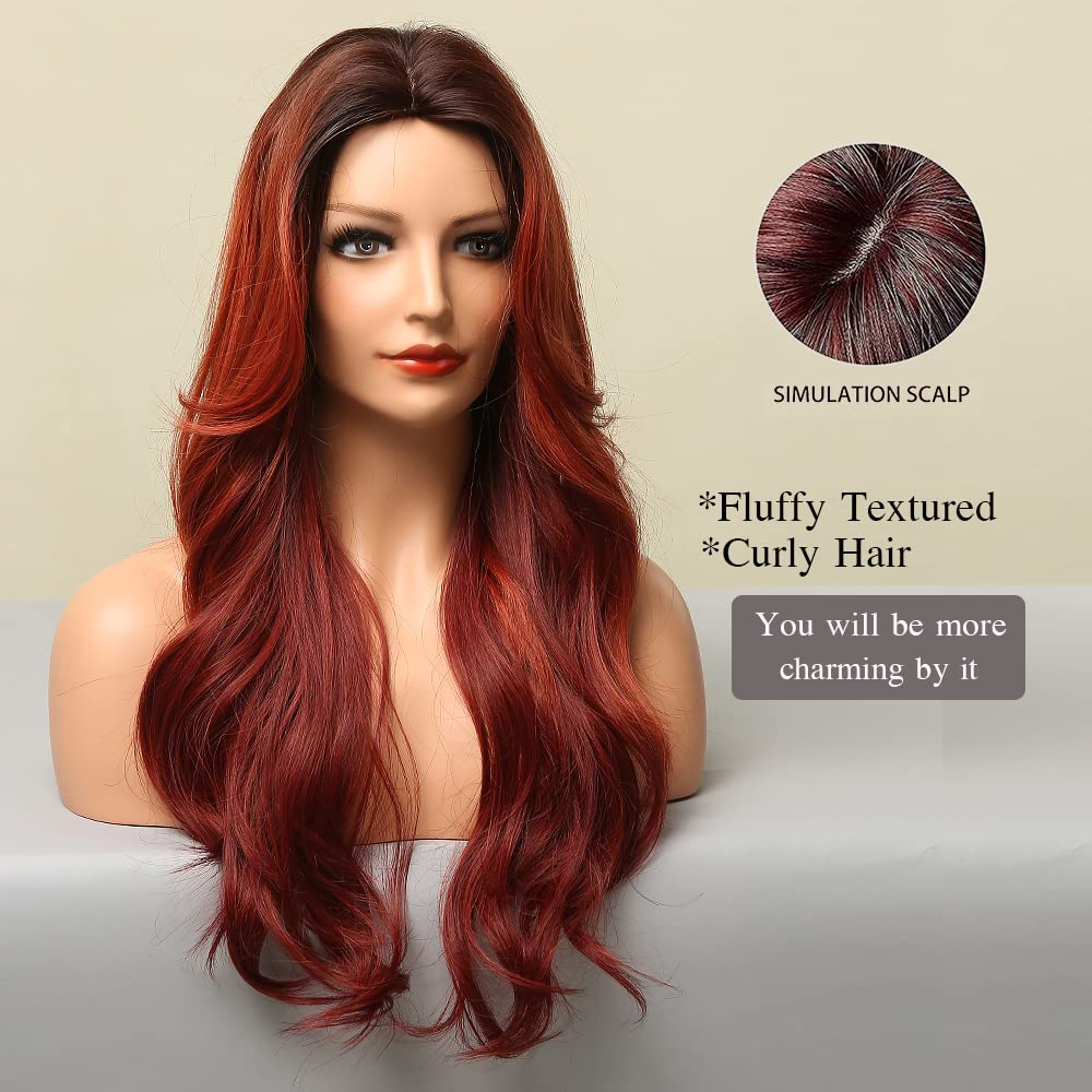 Lange Lockige Ombre Braun zu Blond Perücken für Frauen Synthetisches Haar Hitzebeständig Ombre Perücke für Tägliche Party Cosplay Verwendung