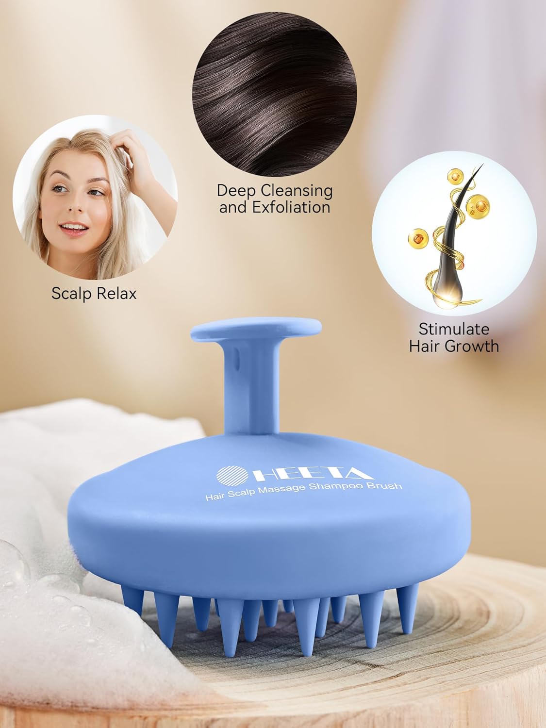 Kopfhaut Massagebürste, Kopfmassage Bürste mit weichen Silikonborstn, Haarmassagebürsten für die Haarpflege Entspannen Sie die Kopfhaut, Haarmassage für Männer, Frauen, Kinder, Himmelblau