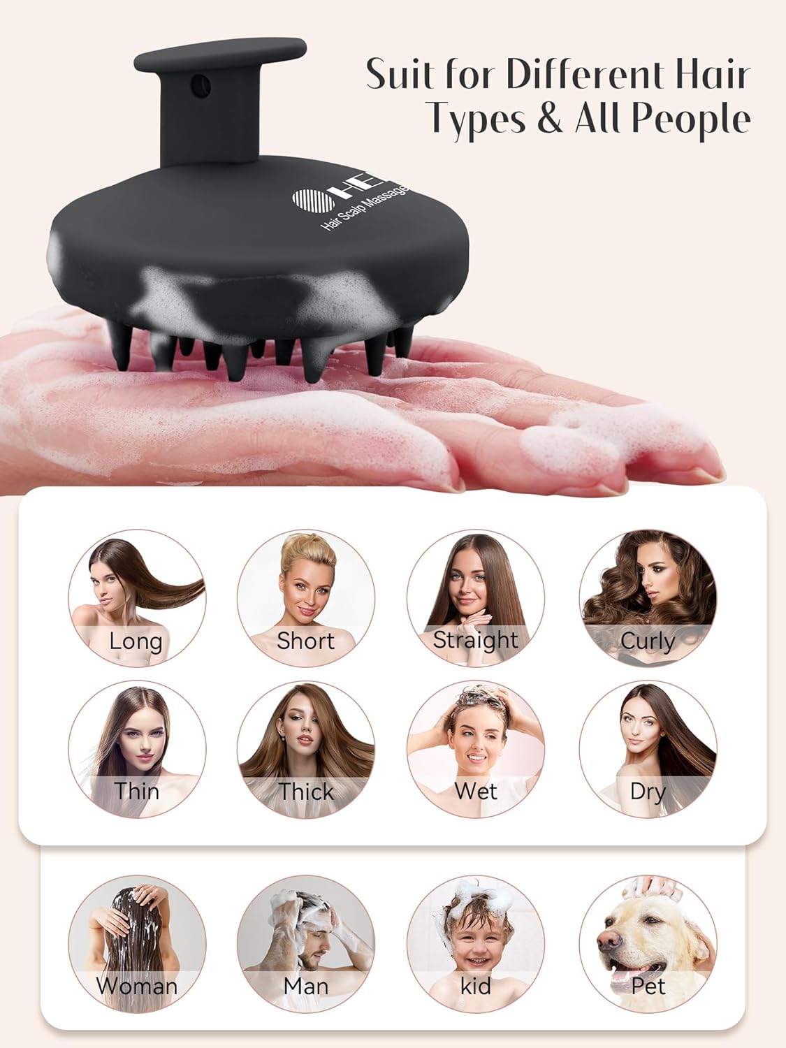 Kopfhaut Massagebürste, Kopfmassage Bürste mit weichen Silikonborstn, Haarmassagebürsten für die Haarpflege Entspannen Sie die Kopfhaut, Haarmassage für Männer, Frauen, Kinder, Himmelblau