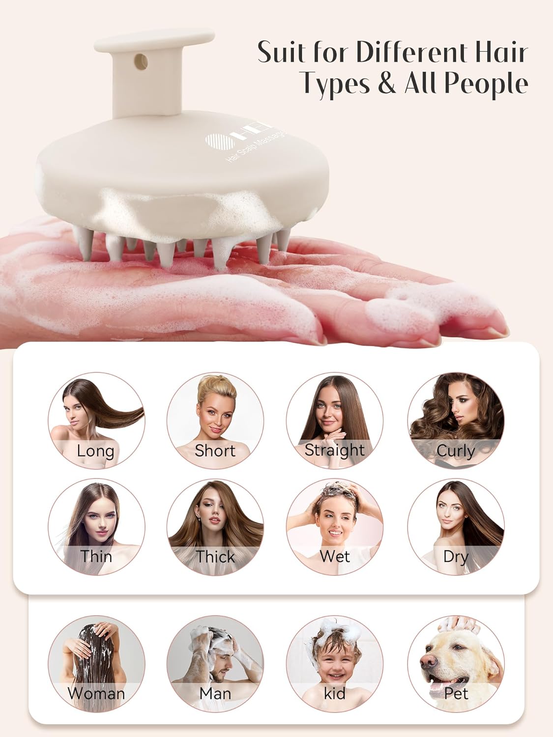 Kopfhaut Massagebürste, Kopfmassage Bürste mit weichen Silikonborstn, Haarmassagebürsten für die Haarpflege Entspannen Sie die Kopfhaut, Haarmassage für Männer, Frauen, Kinder, Himmelblau