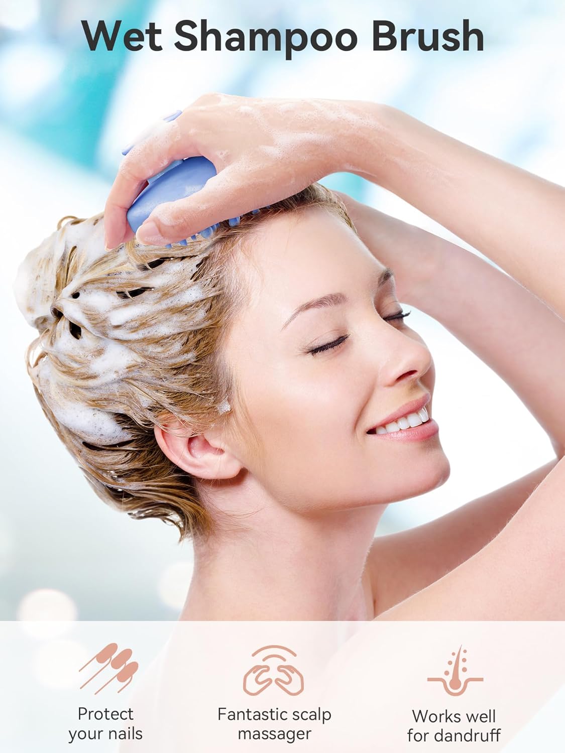 Kopfhaut Massagebürste, Kopfmassage Bürste mit weichen Silikonborstn, Haarmassagebürsten für die Haarpflege Entspannen Sie die Kopfhaut, Haarmassage für Männer, Frauen, Kinder, Himmelblau