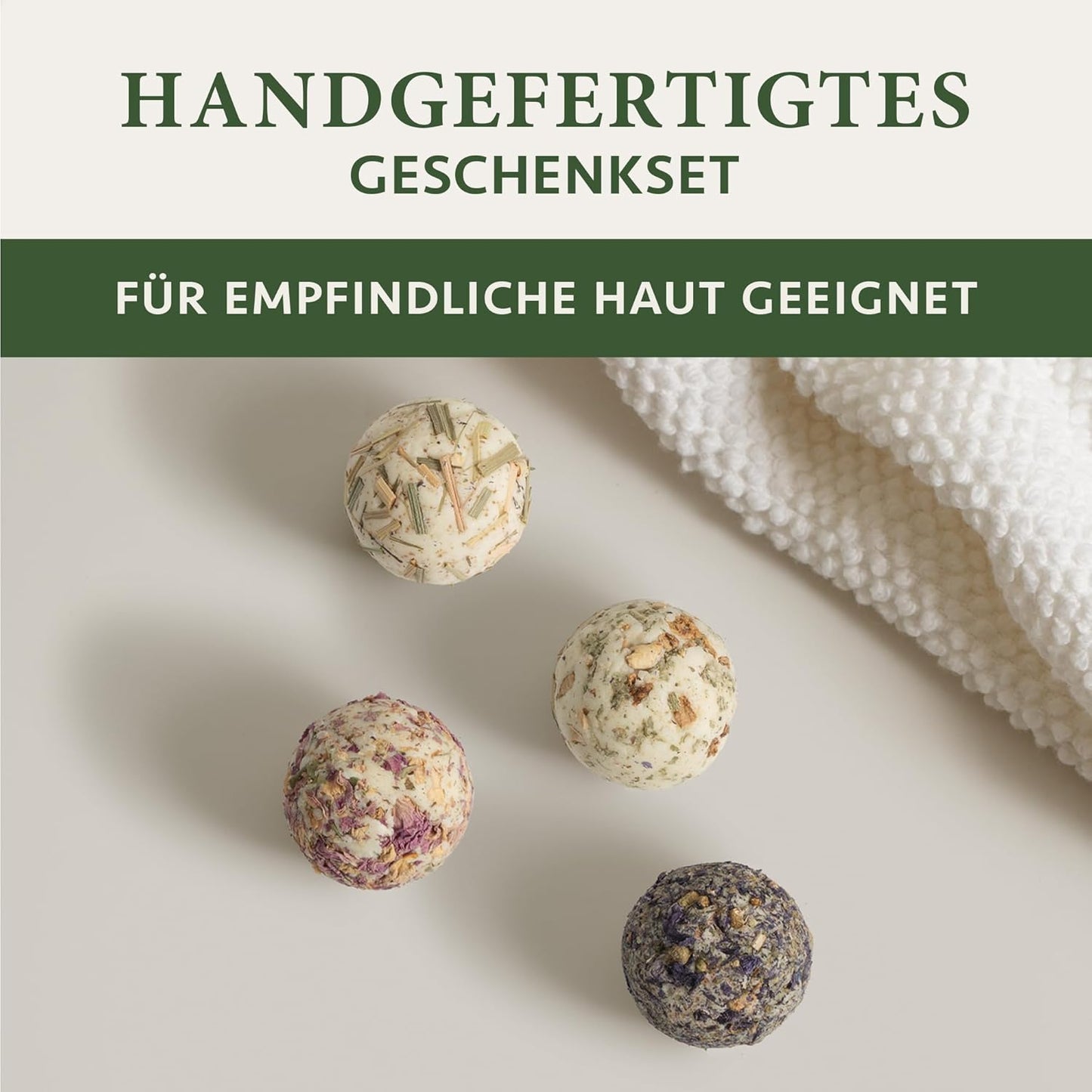 Satin Naturel 4 Luxuriöse BIO Badebomben Vegan - Muttertagsgeschenk - Wellness Geschenke für Frauen - Premium Badekugeln - Geburtstagsgeschenk für Frauen - Luxus-Geschenkbox