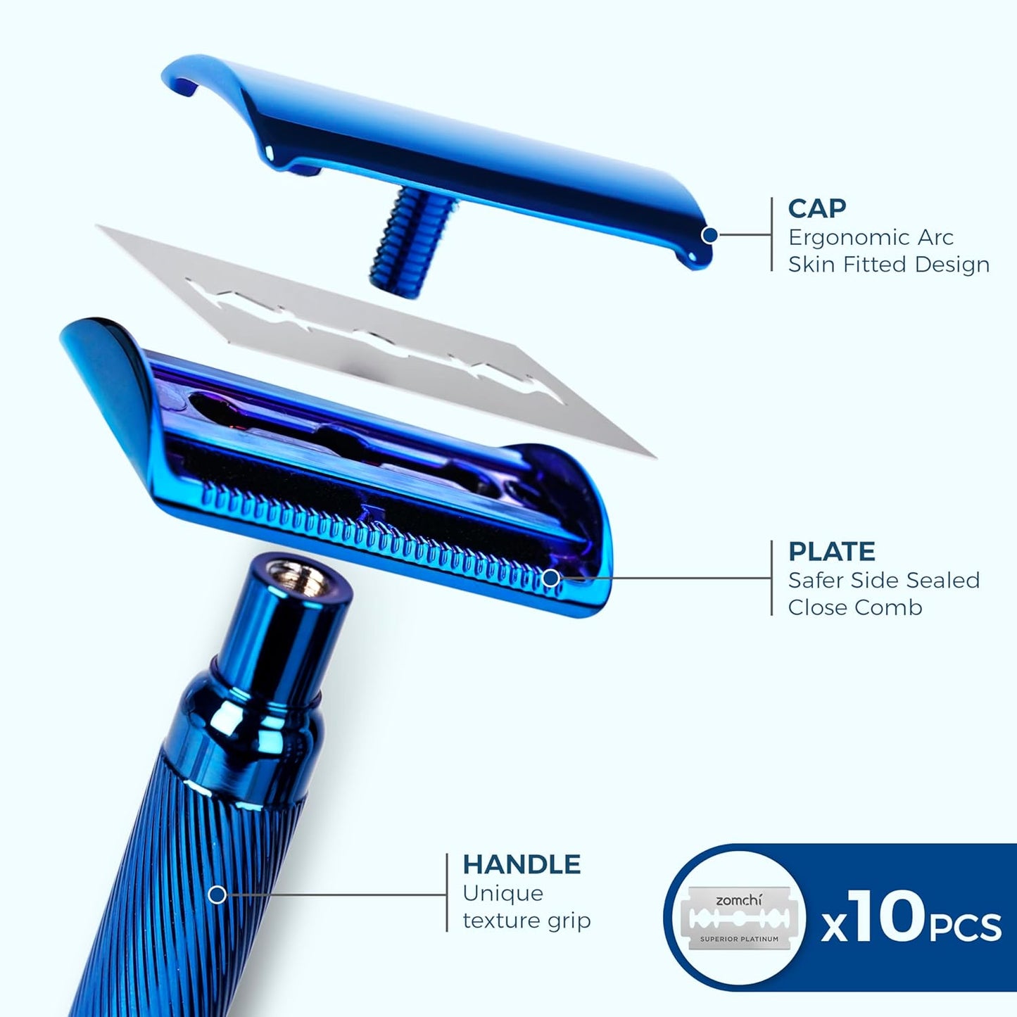 Rasierhobel Herren und Damen, Rasierhobel Metall, Zero Waste Safety Razor, Rasierhobel Geschlossener Kamm, Naßrasierer Herren und Damen, Bodyrasierer für Männer und Frauen, Metall Rasierer Plastikfrei