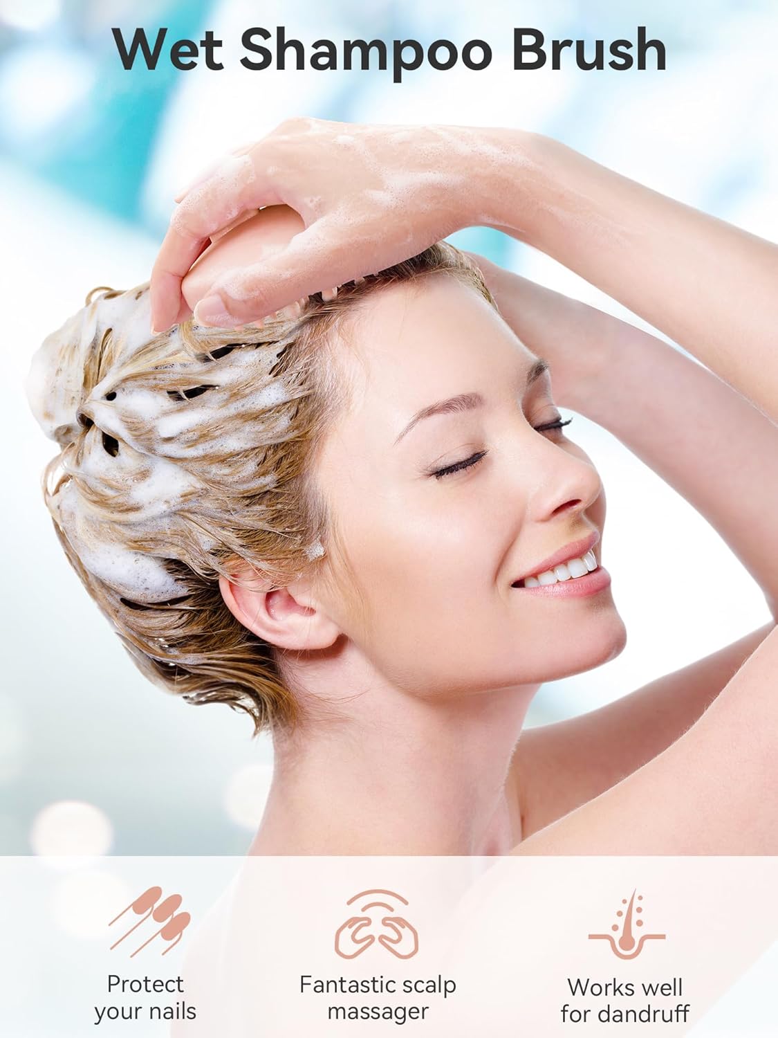 Kopfhaut Massagebürste, Kopfmassage Bürste mit weichen Silikonborstn, Haarmassagebürsten für die Haarpflege Entspannen Sie die Kopfhaut, Haarmassage für Männer, Frauen, Kinder, Himmelblau