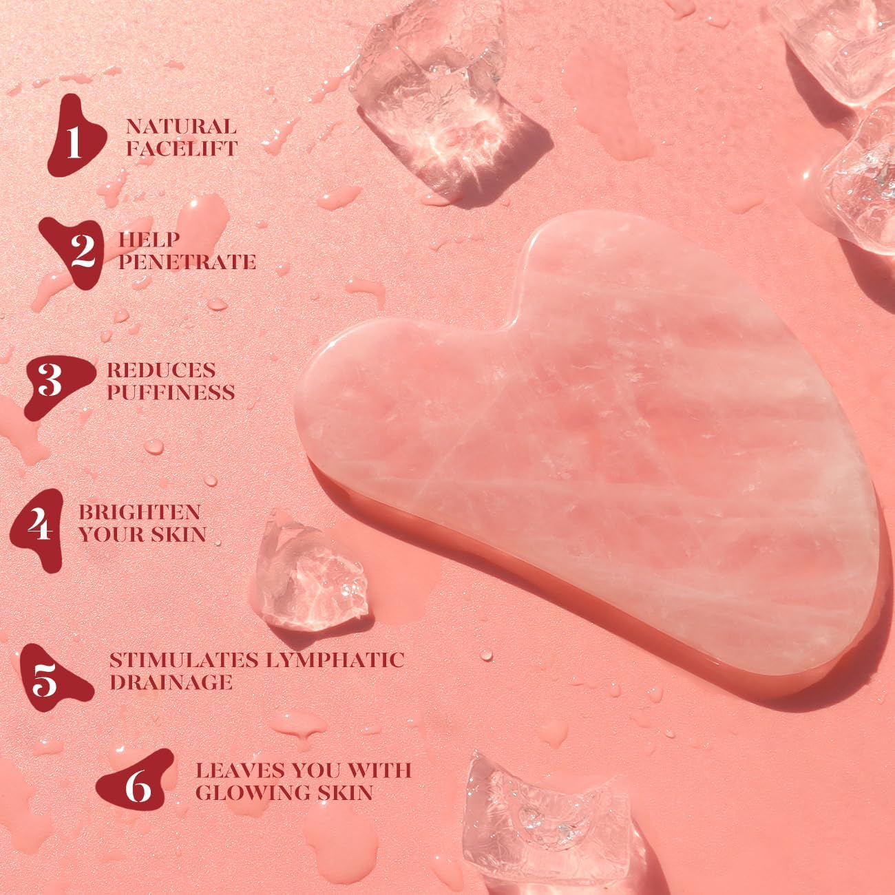 Gua Sha Stein und Gesichtsroller Rosenquarz,Guasha Set Beauty Massager, Jade Roller, Verbesserung Von Feinen Linien,Geschenk für Frauen