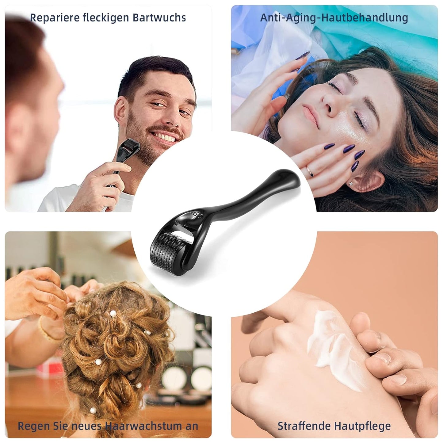 Beard Roller 0.5 mm, Derma Roller, Beard Roller, Beard Growth, Micro Needle Roller for Skin and Hair Care for Men and Women