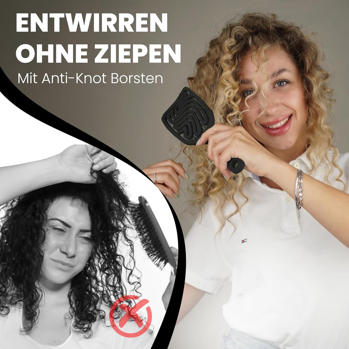 Haarbürste ohne Ziepen – NEUHEIT 2025 – Entwirrbürste & Detangler Bürste für Damen, Herren & Kinder, für Locken, nasse, feine & lange Haare, Hair Brush - Rot
