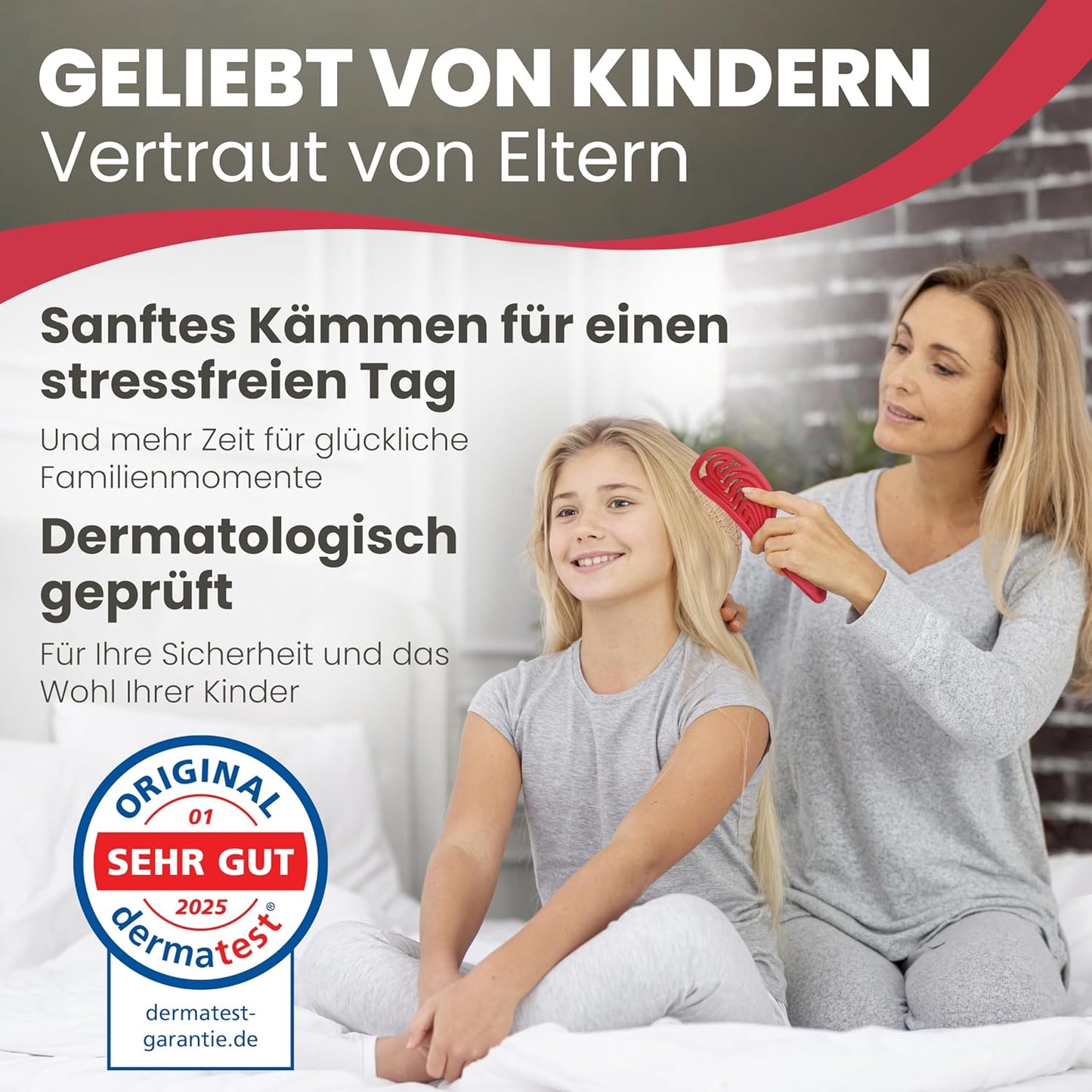 Haarbürste ohne Ziepen – NEUHEIT 2025 – Entwirrbürste & Detangler Bürste für Damen, Herren & Kinder, für Locken, nasse, feine & lange Haare, Hair Brush - Rot