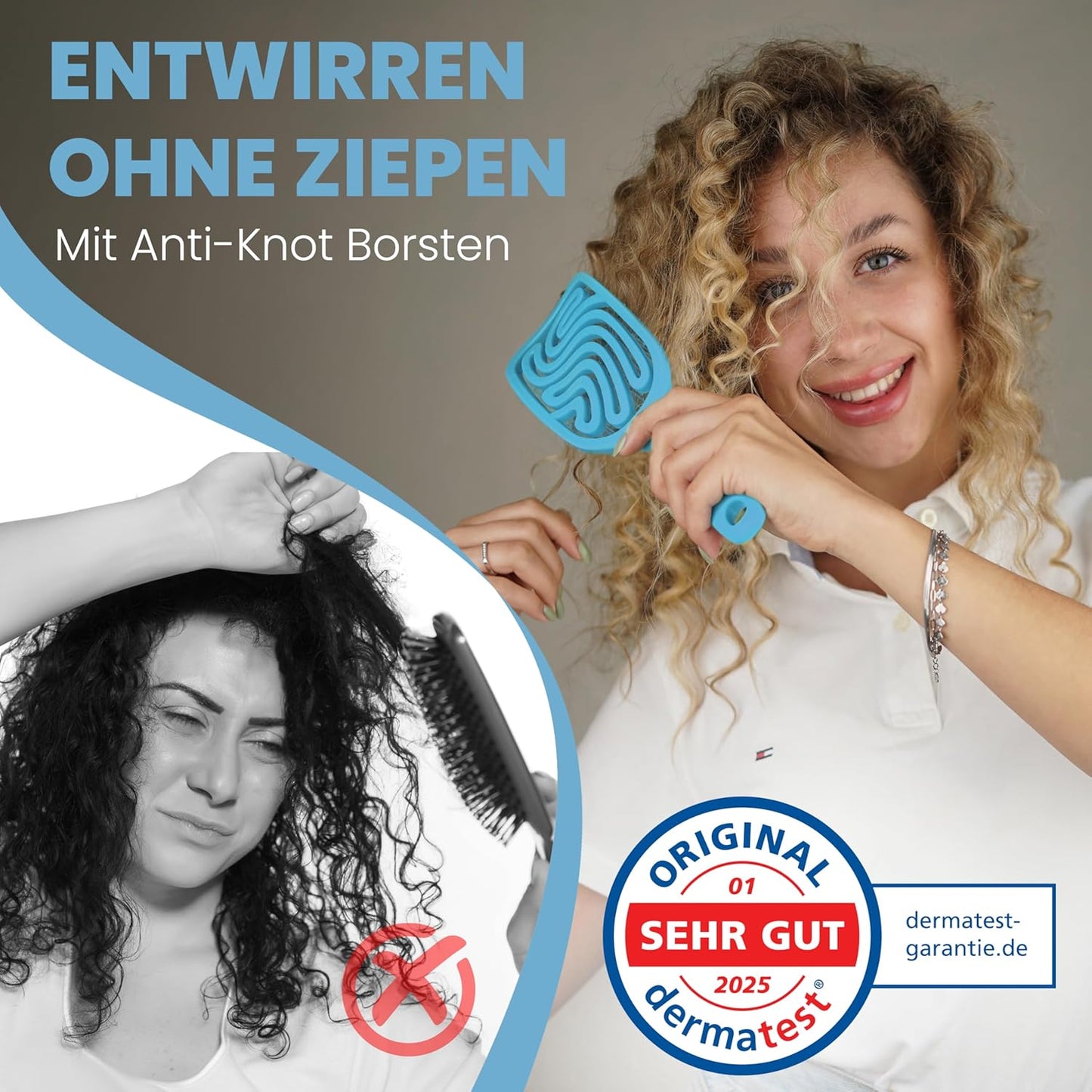 Haarbürste ohne Ziepen – NEUHEIT 2025 – Entwirrbürste & Detangler Bürste für Damen, Herren & Kinder, für Locken, nasse, feine & lange Haare, Hair Brush - Rot