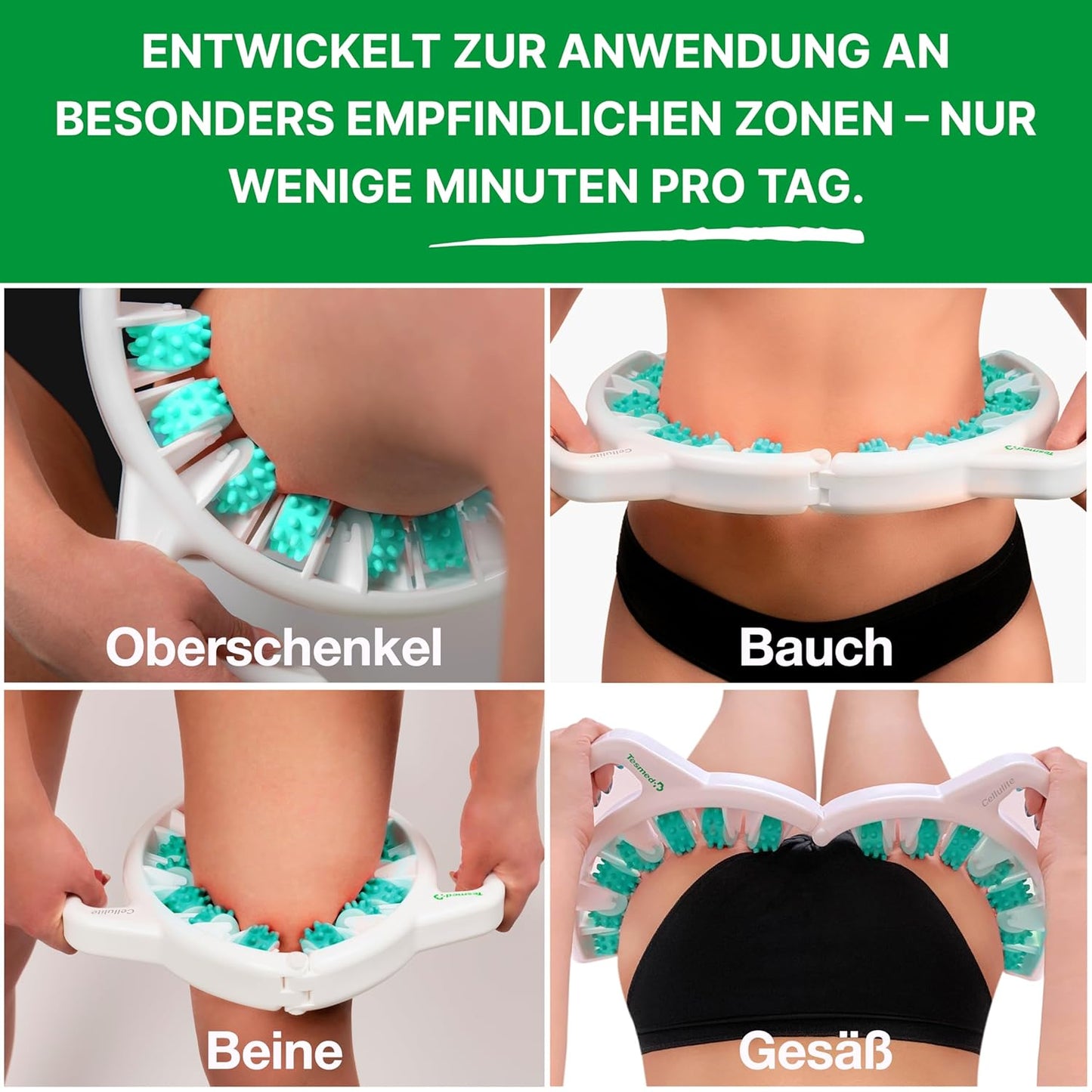 Manuelles Anti-Cellulite Massagegerät, Made in Italy, patentiert, mit mechanischer Dreifachwirkung und Rollen, die die Haut anheben, komprimieren und dehnen, Oberschenkel und Gesäß