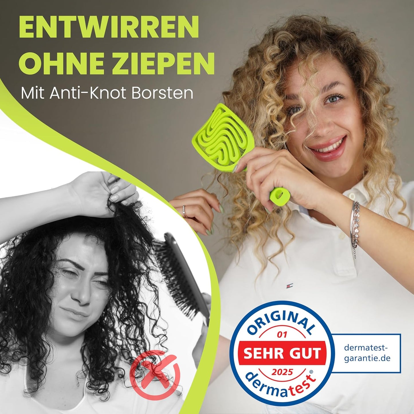 Haarbürste ohne Ziepen – NEUHEIT 2025 – Entwirrbürste & Detangler Bürste für Damen, Herren & Kinder, für Locken, nasse, feine & lange Haare, Hair Brush - Rot