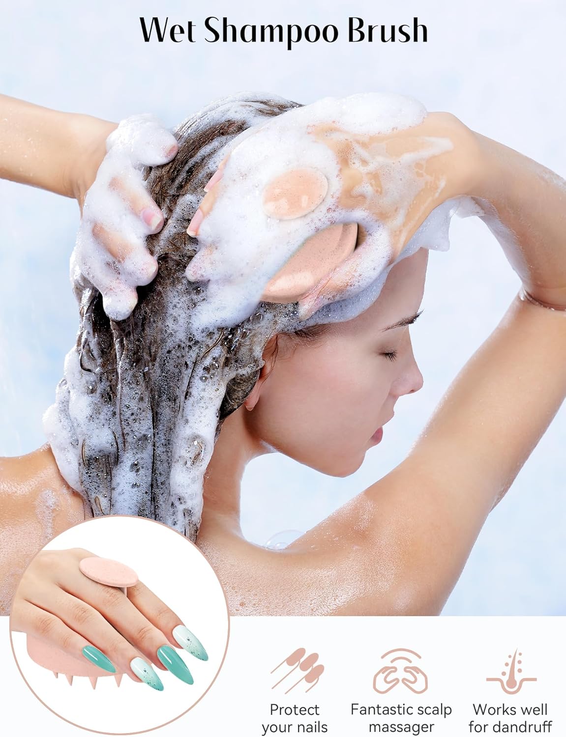 Kopfhaut Massagebürste, Kopfmassage Bürste mit weichen Silikonborstn, Haarmassagebürsten für die Haarpflege Entspannen Sie die Kopfhaut, Haarmassage für Männer, Frauen, Kinder, Himmelblau