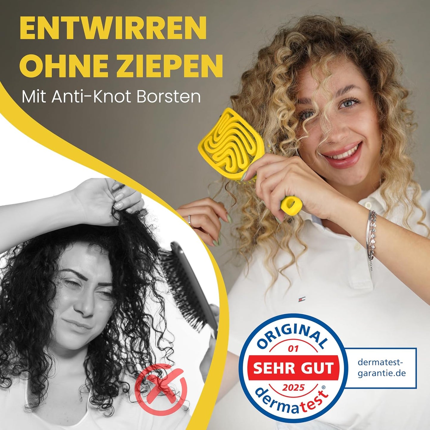 Haarbürste ohne Ziepen – NEUHEIT 2025 – Entwirrbürste & Detangler Bürste für Damen, Herren & Kinder, für Locken, nasse, feine & lange Haare, Hair Brush - Rot