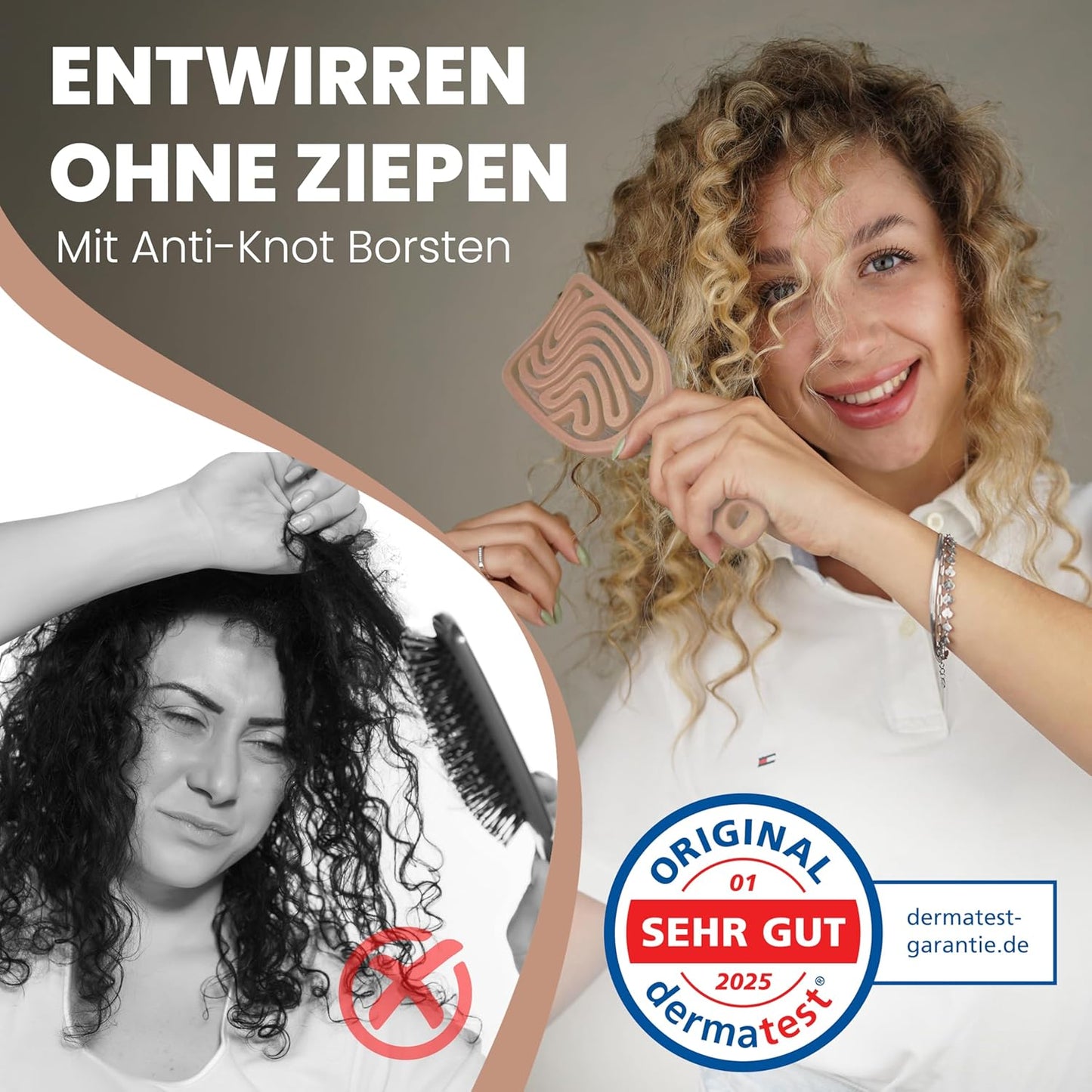 Haarbürste ohne Ziepen – NEUHEIT 2025 – Entwirrbürste & Detangler Bürste für Damen, Herren & Kinder, für Locken, nasse, feine & lange Haare, Hair Brush - Rot