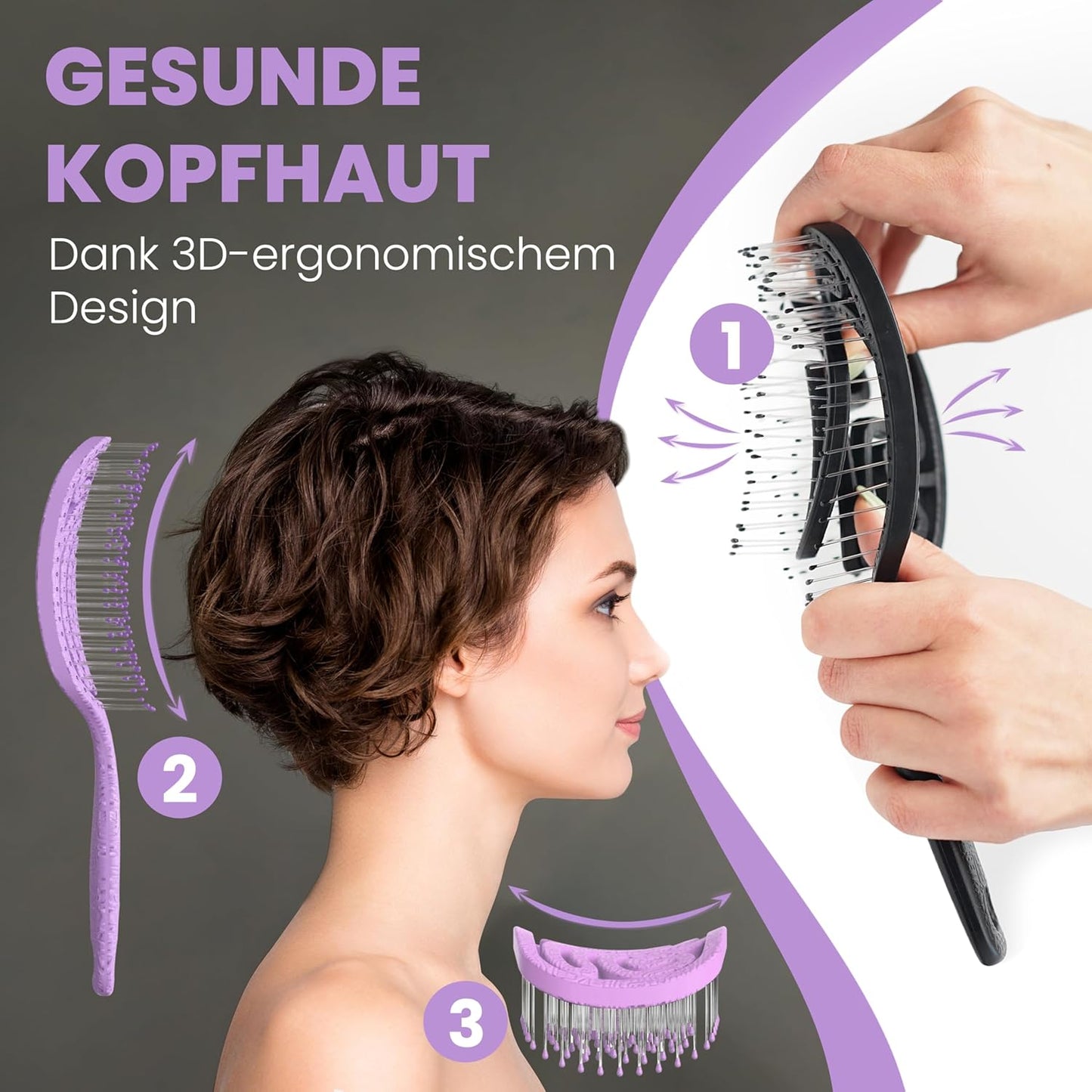 Haarbürste ohne Ziepen – NEUHEIT 2025 – Entwirrbürste & Detangler Bürste für Damen, Herren & Kinder, für Locken, nasse, feine & lange Haare, Hair Brush - Rot