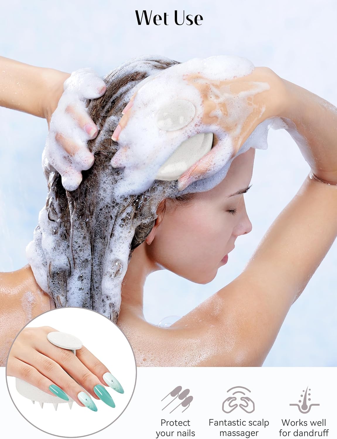 Kopfhaut Massagebürste, Kopfmassage Bürste mit weichen Silikonborstn, Haarmassagebürsten für die Haarpflege Entspannen Sie die Kopfhaut, Haarmassage für Männer, Frauen, Kinder, Himmelblau