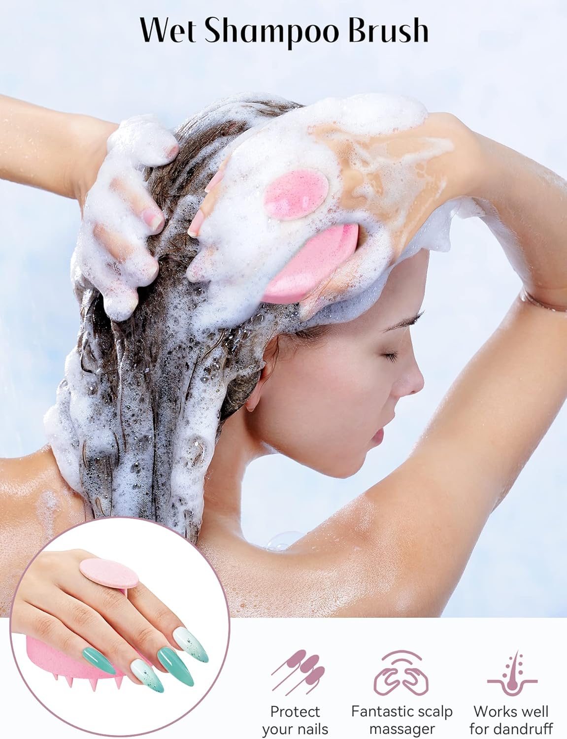 Kopfhaut Massagebürste, Kopfmassage Bürste mit weichen Silikonborstn, Haarmassagebürsten für die Haarpflege Entspannen Sie die Kopfhaut, Haarmassage für Männer, Frauen, Kinder, Himmelblau