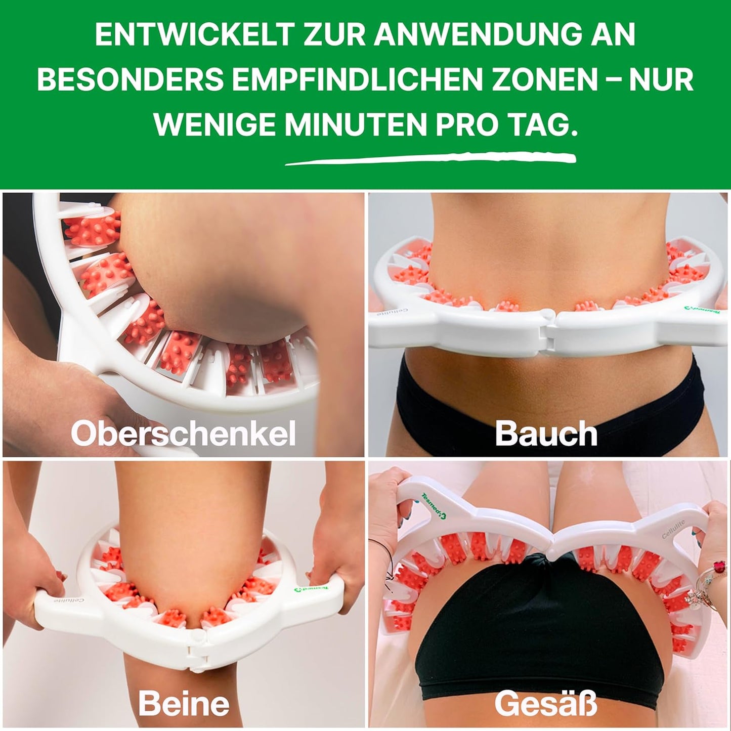 Manuelles Anti-Cellulite Massagegerät, Made in Italy, patentiert, mit mechanischer Dreifachwirkung und Rollen, die die Haut anheben, komprimieren und dehnen, Oberschenkel und Gesäß
