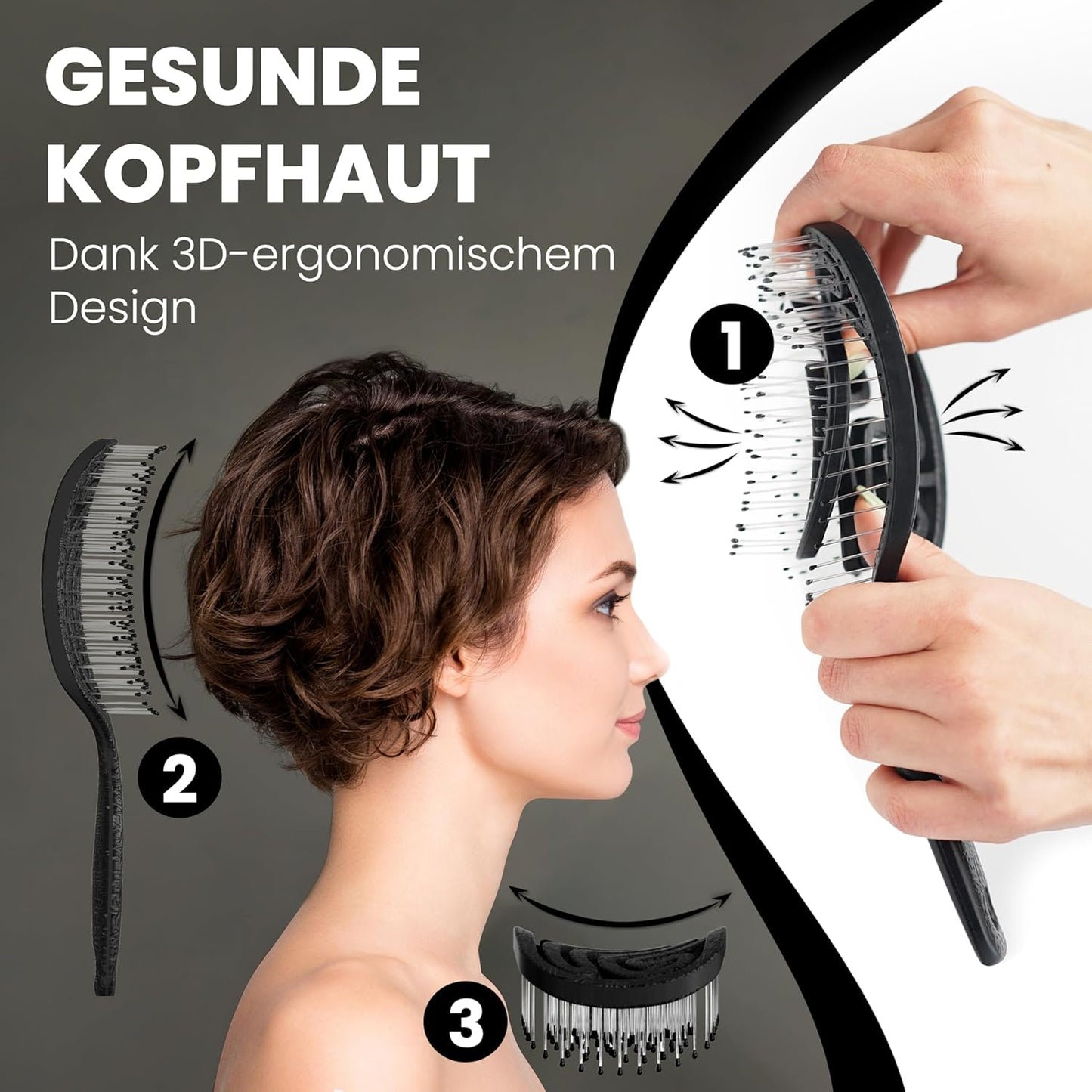 Haarbürste ohne Ziepen – NEUHEIT 2025 – Entwirrbürste & Detangler Bürste für Damen, Herren & Kinder, für Locken, nasse, feine & lange Haare, Hair Brush - Rot