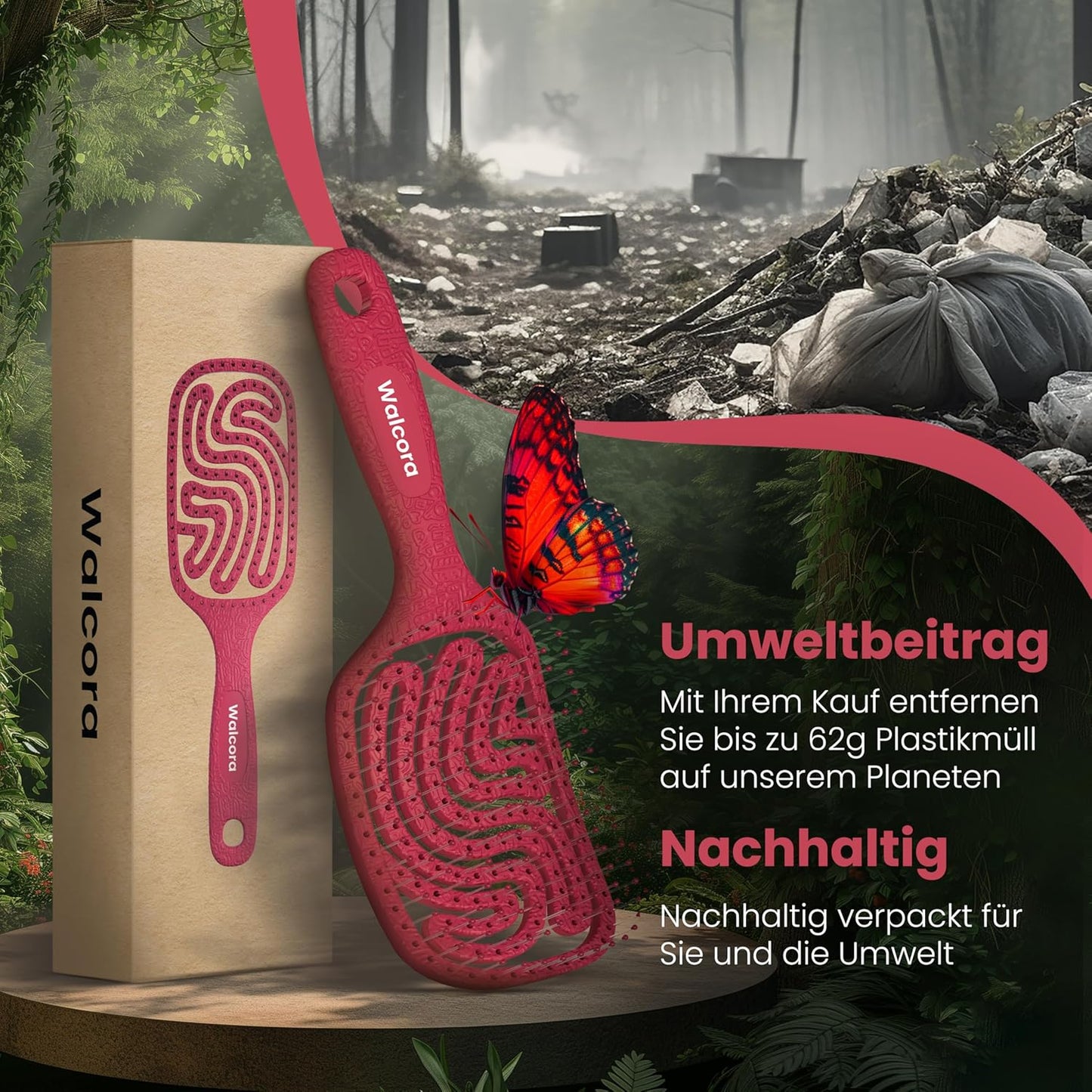 Haarbürste ohne Ziepen – NEUHEIT 2025 – Entwirrbürste & Detangler Bürste für Damen, Herren & Kinder, für Locken, nasse, feine & lange Haare, Hair Brush - Rot