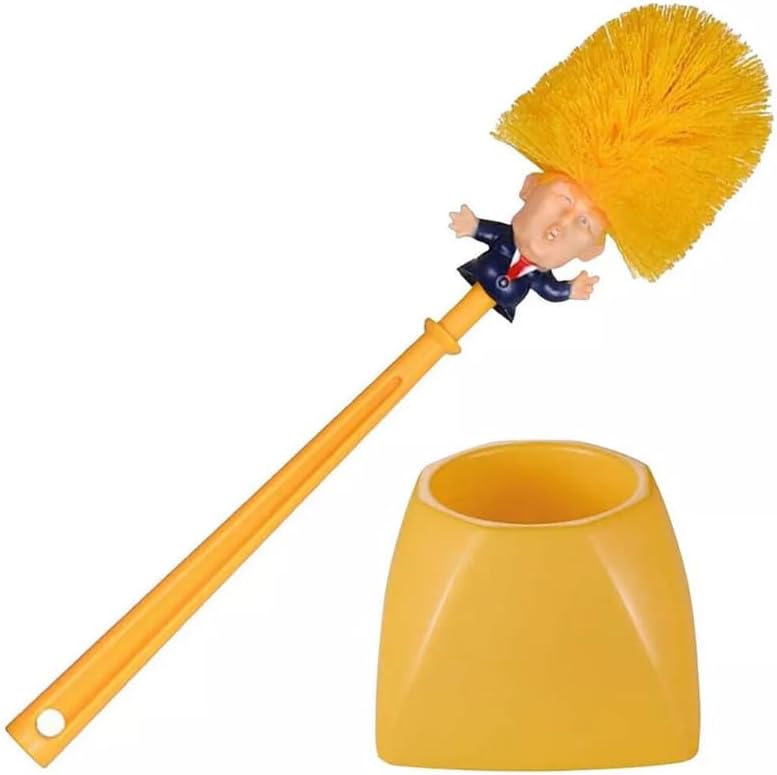 Bathroom Donald Trump Toilet Brush with Holder Cleaning Brush Set - Funny Gift