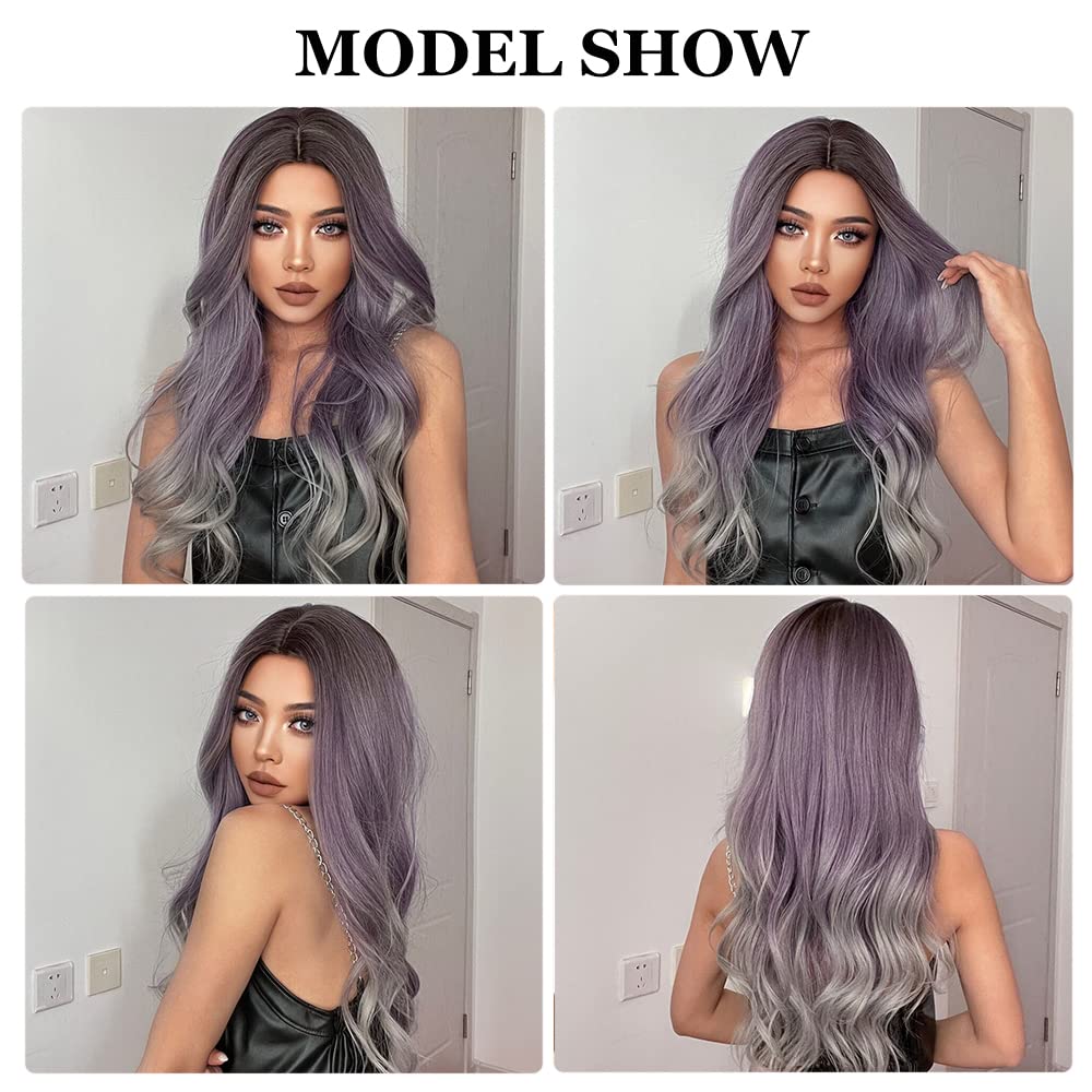 Lange Lockige Ombre Braun zu Blond Perücken für Frauen Synthetisches Haar Hitzebeständig Ombre Perücke für Tägliche Party Cosplay Verwendung