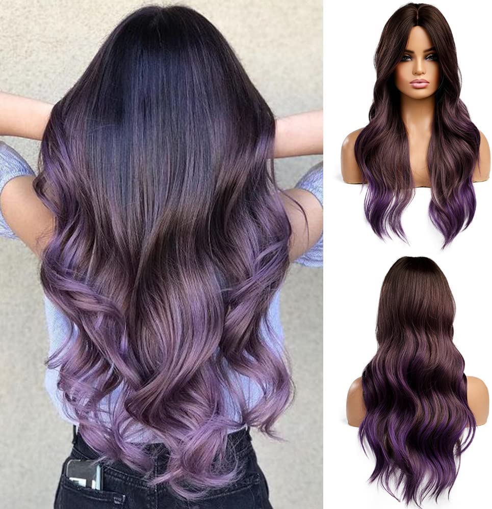 Lange Lockige Ombre Braun zu Blond Perücken für Frauen Synthetisches Haar Hitzebeständig Ombre Perücke für Tägliche Party Cosplay Verwendung