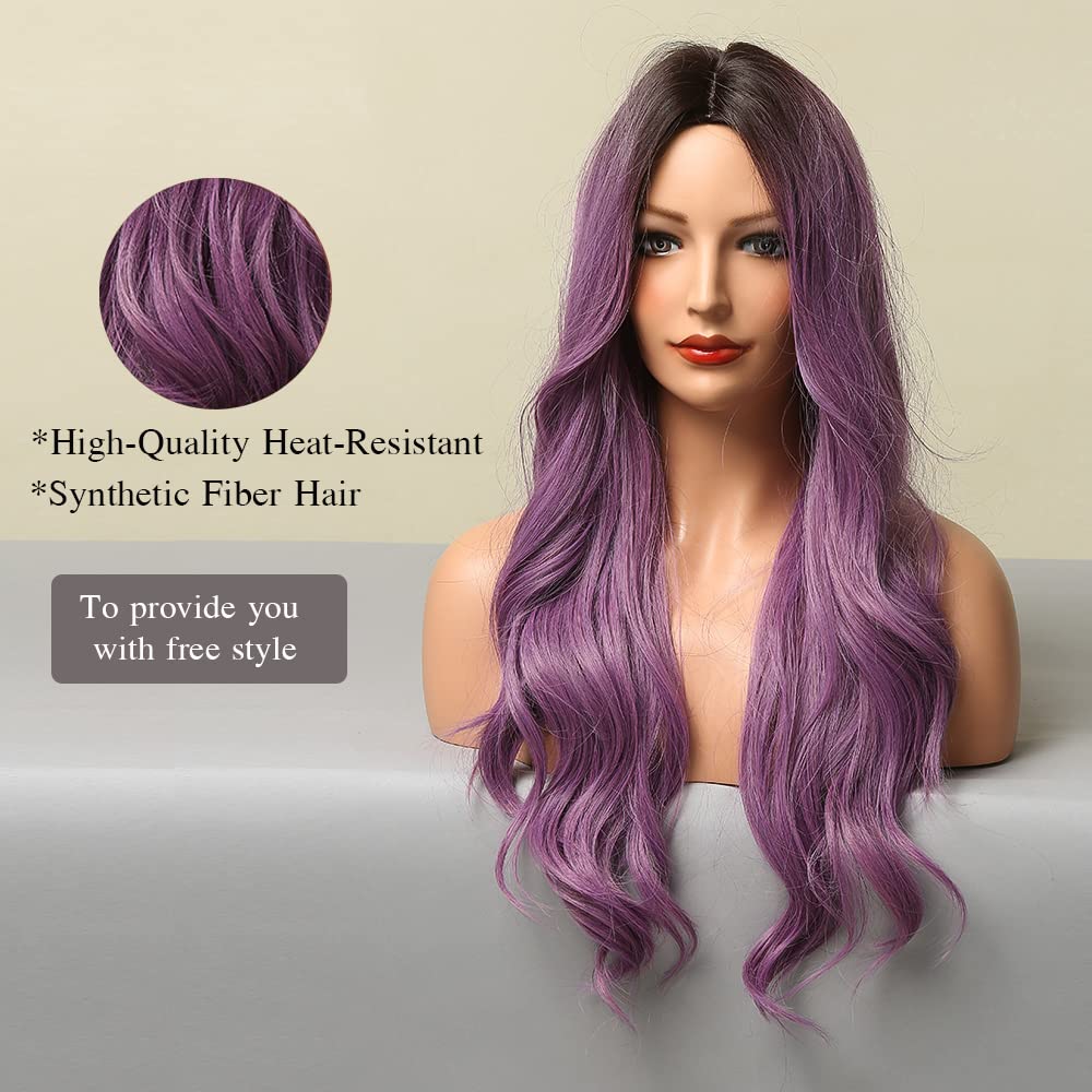 Lange Lockige Ombre Braun zu Blond Perücken für Frauen Synthetisches Haar Hitzebeständig Ombre Perücke für Tägliche Party Cosplay Verwendung