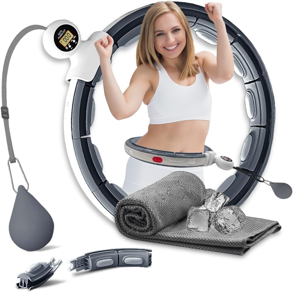 Infinity Smart Hula Hoops mit 16 Knoten, 360 Grad Auto-Spinning Ballmassage, Infinity Hoop für Erwachsene, Fitnessgerät zur Gewichtsabnahme
