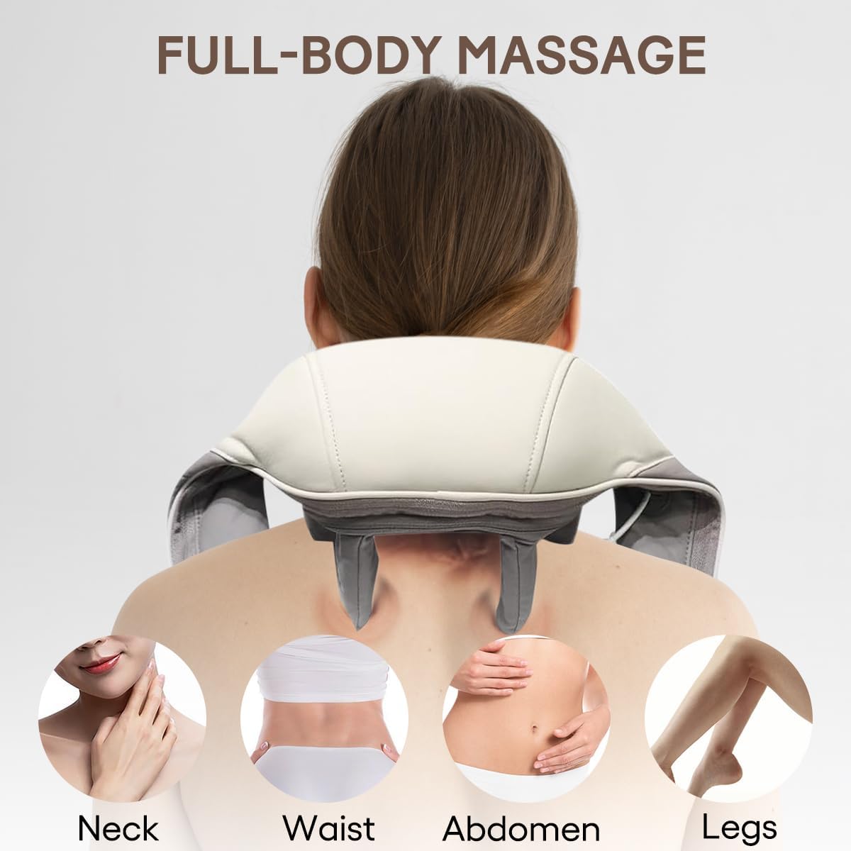 Neck Massager with Heat Intelligent Wireless Portable Neck Shoulder Massager,2 Modes 2 Levels Deep Tissue Massager for Back Legs Muscles Pain Relief Women Men Gift-Home,Car,Office (Apricot)