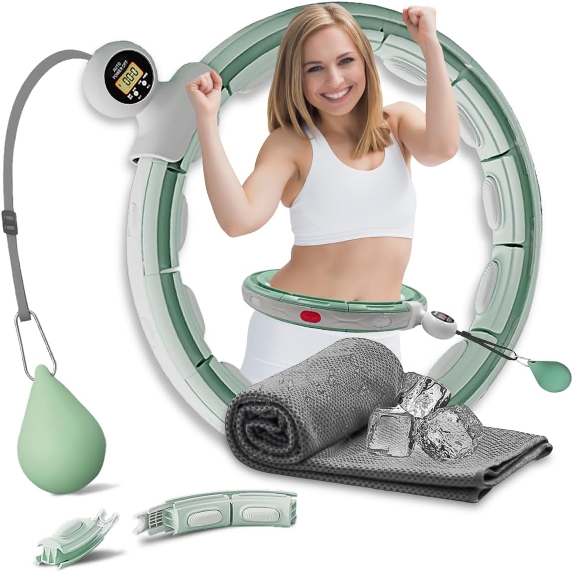 Infinity Smart Hula Hoops mit 16 Knoten, 360 Grad Auto-Spinning Ballmassage, Infinity Hoop für Erwachsene, Fitnessgerät zur Gewichtsabnahme