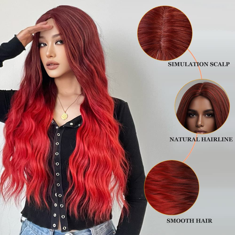 Lange Lockige Ombre Braun zu Blond Perücken für Frauen Synthetisches Haar Hitzebeständig Ombre Perücke für Tägliche Party Cosplay Verwendung