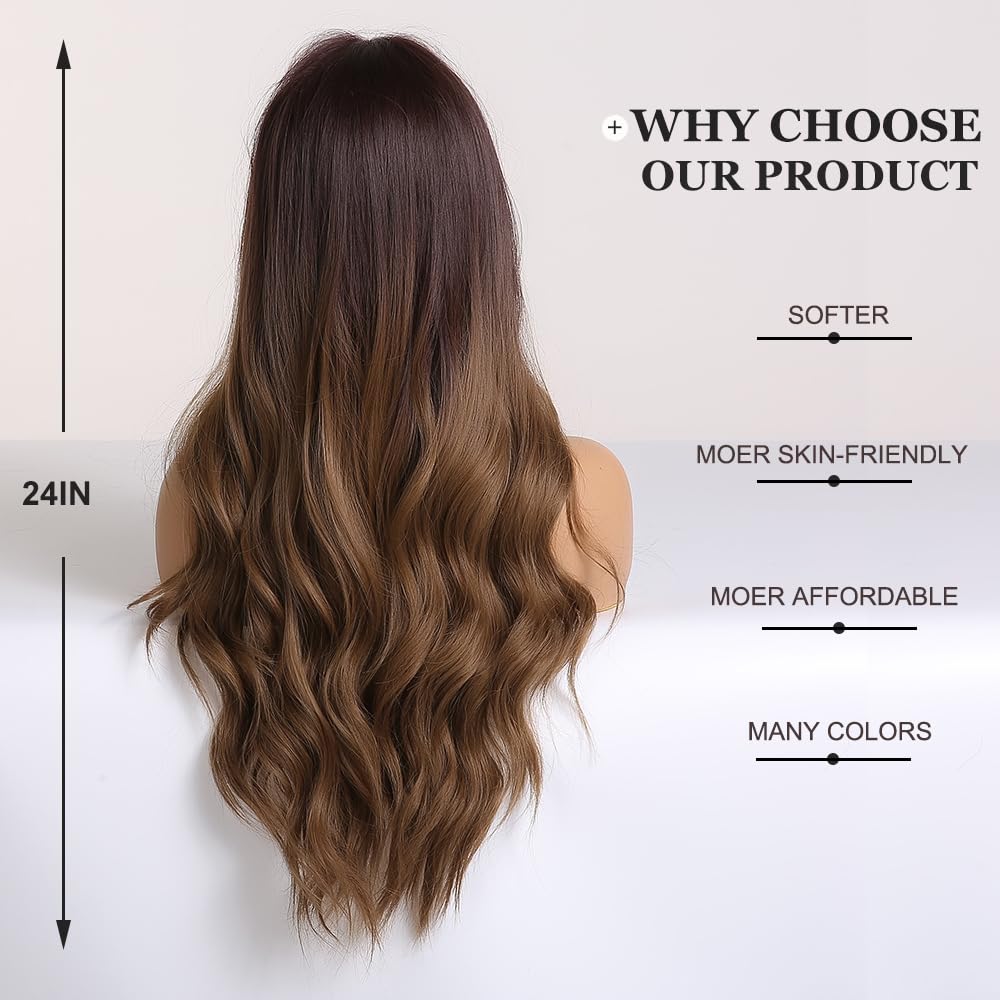 Lange Lockige Ombre Braun zu Blond Perücken für Frauen Synthetisches Haar Hitzebeständig Ombre Perücke für Tägliche Party Cosplay Verwendung