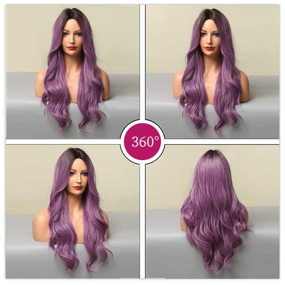 Lange Lockige Ombre Braun zu Blond Perücken für Frauen Synthetisches Haar Hitzebeständig Ombre Perücke für Tägliche Party Cosplay Verwendung