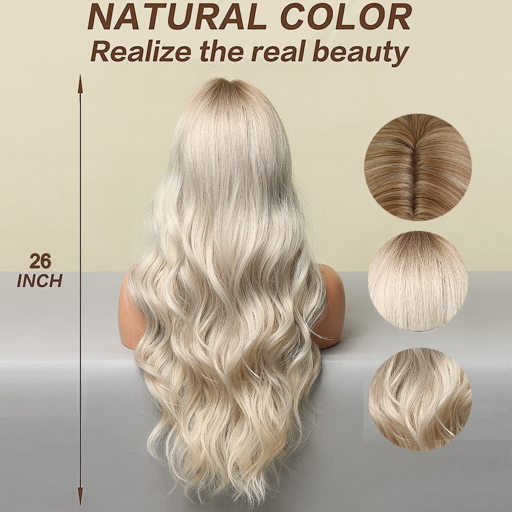 Lange Lockige Ombre Braun zu Blond Perücken für Frauen Synthetisches Haar Hitzebeständig Ombre Perücke für Tägliche Party Cosplay Verwendung