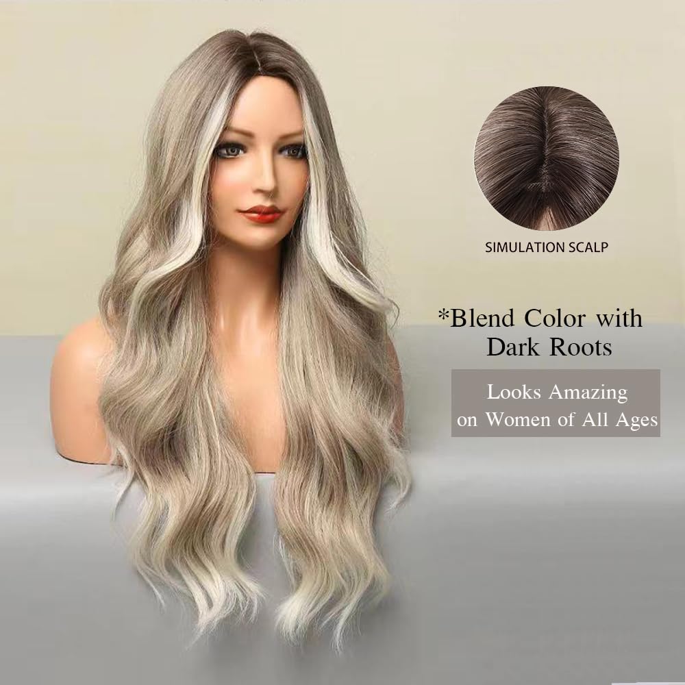 Lange Lockige Ombre Braun zu Blond Perücken für Frauen Synthetisches Haar Hitzebeständig Ombre Perücke für Tägliche Party Cosplay Verwendung