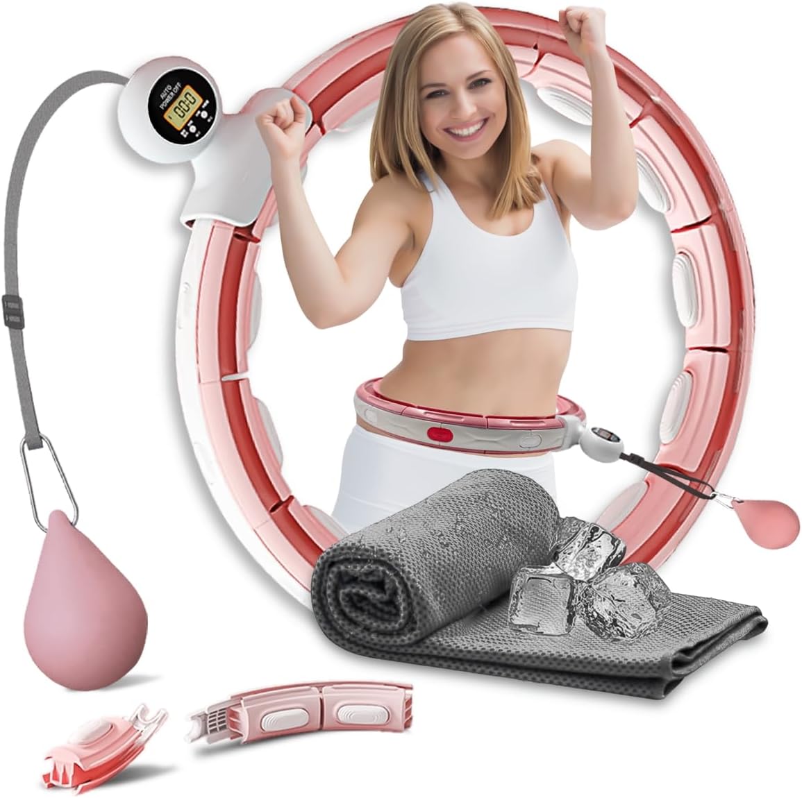 Infinity Smart Hula Hoops mit 16 Knoten, 360 Grad Auto-Spinning Ballmassage, Infinity Hoop für Erwachsene, Fitnessgerät zur Gewichtsabnahme