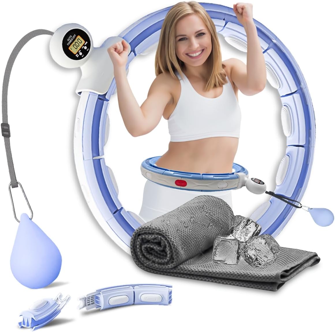 Infinity Smart Hula Hoops mit 16 Knoten, 360 Grad Auto-Spinning Ballmassage, Infinity Hoop für Erwachsene, Fitnessgerät zur Gewichtsabnahme