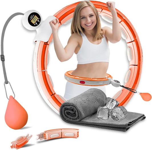 Infinity Smart Hula Hoops mit 16 Knoten, 360 Grad Auto-Spinning Ballmassage, Infinity Hoop für Erwachsene, Fitnessgerät zur Gewichtsabnahme